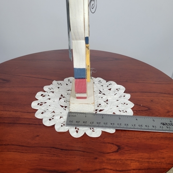 Primitive Wood Angel Figurine American Flag Stars Stars & Stripes Folk Art VTG - Picture 14 of 14